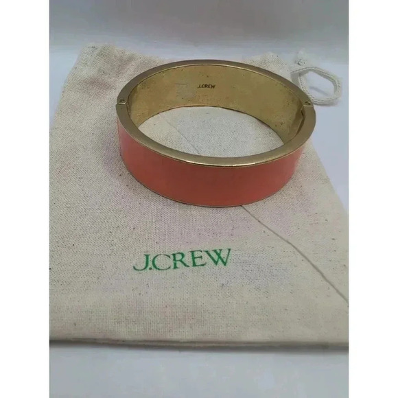 J.Crew Goldtone Peach Enamel Inlay Bangle Metal Bracelet - Picture 1 of 8